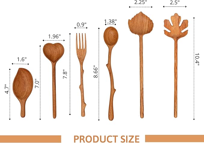 Natural Wooden Spoons and Forks Set