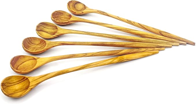 WONDERFUL 100% Natural Olive Wood Long Handle Spoons